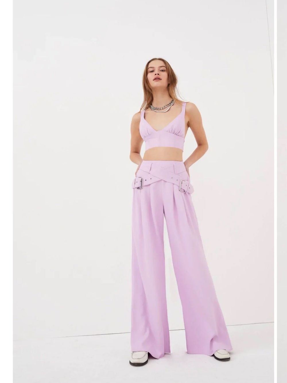 For Love and Lemons Wide-Leg High-Waist Belted Pants - New Without Tags